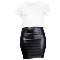 Mama Basics Stillkleid Eco-Leather Skirt Dress Schwarz